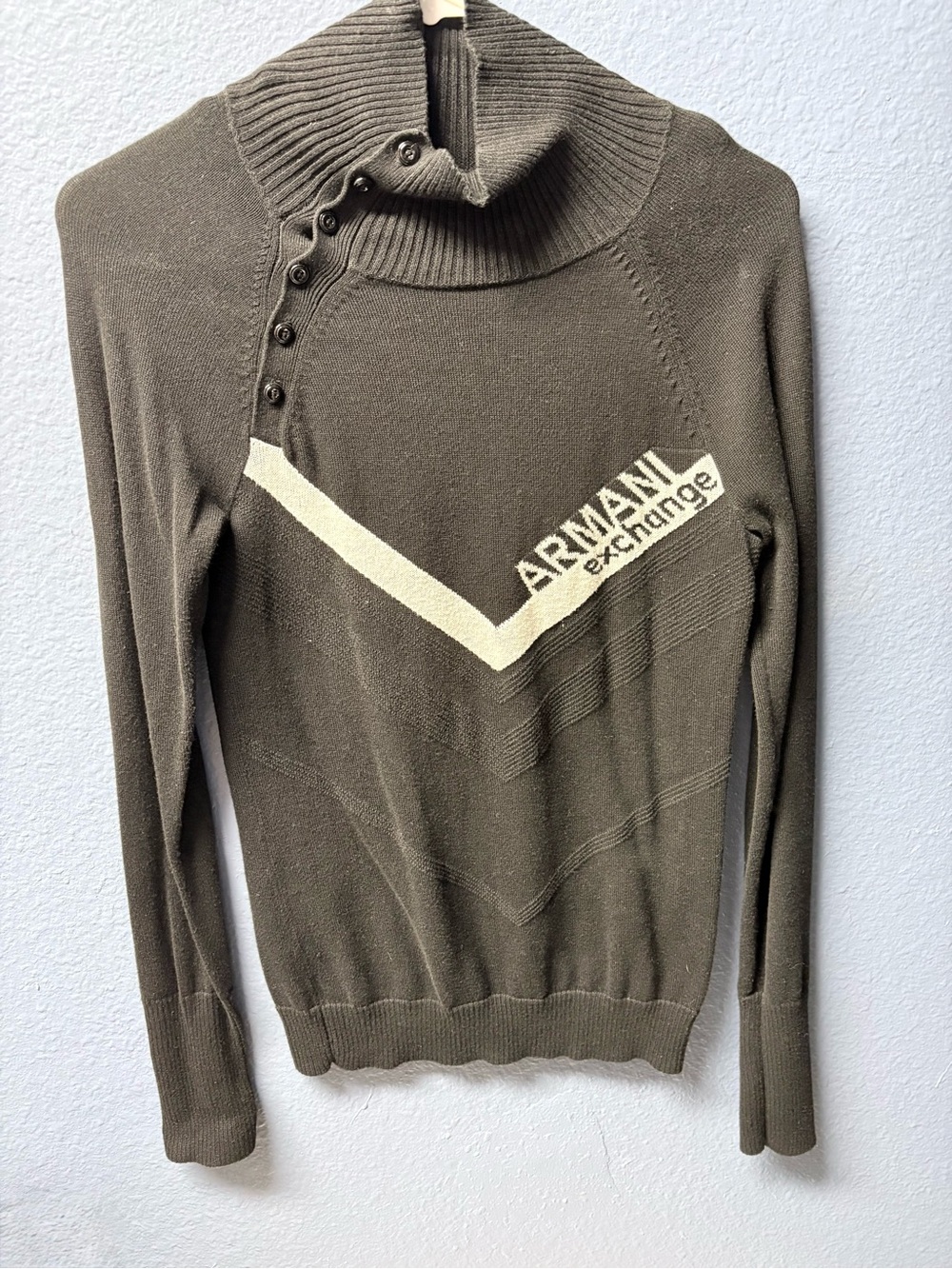 Armani Exchange Women's Black Button-Neck Sweater